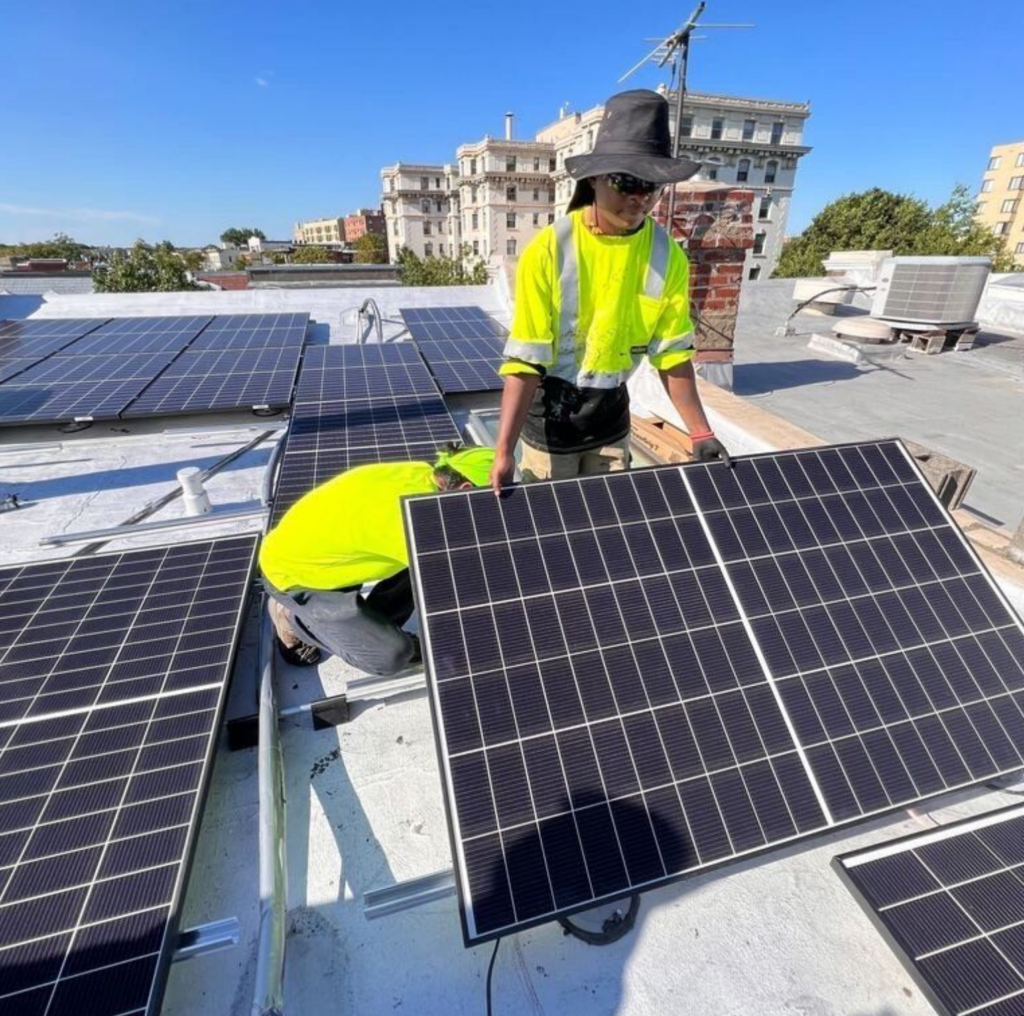 solar panel install flat roof in Washington DC