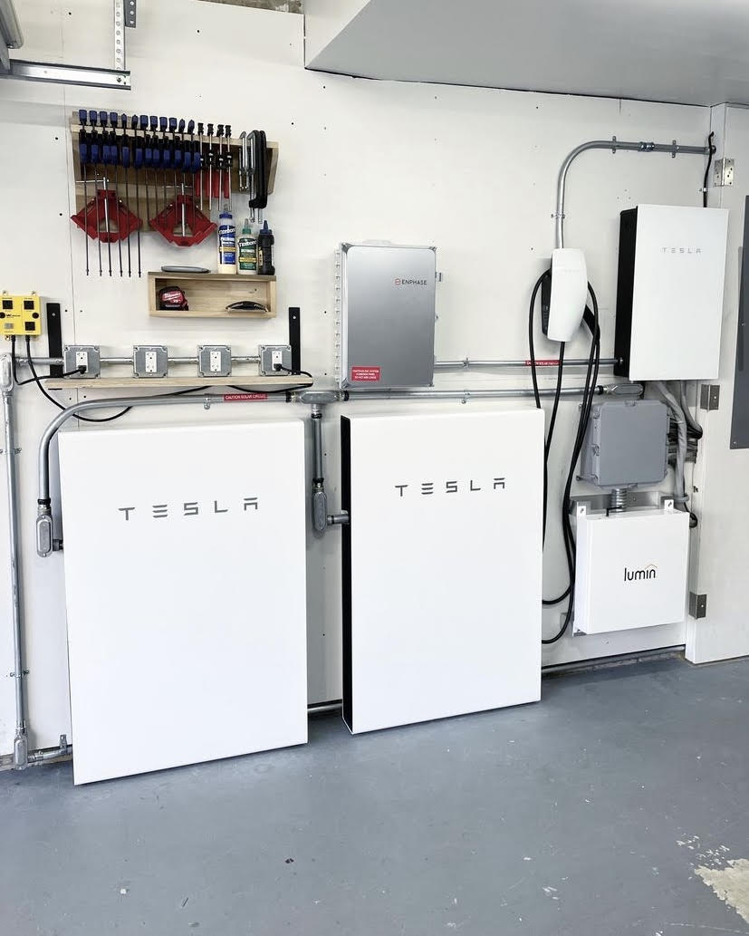 2 tesla powerwalls installed in garage ipsun solar