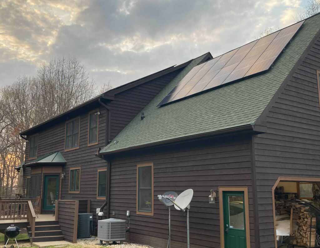 farm style home in bluemont, va with solar panels