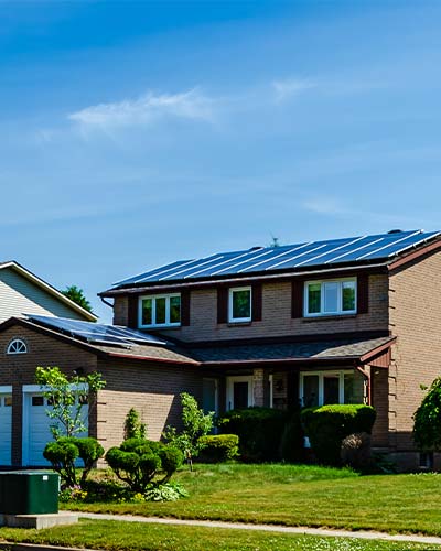 residential home with solar panels on the roof