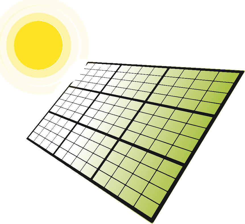 solar panels feeding from sun graphic