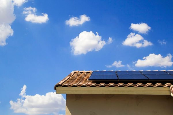 blue photovoltaic rooftop solar panels in Fairfax, VA
